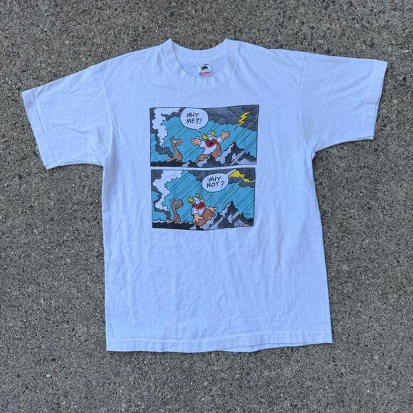 Vintage 90s Hägar the Horrible “Why Me?” Parody   Comic T Shirt - Picture 2 of 6